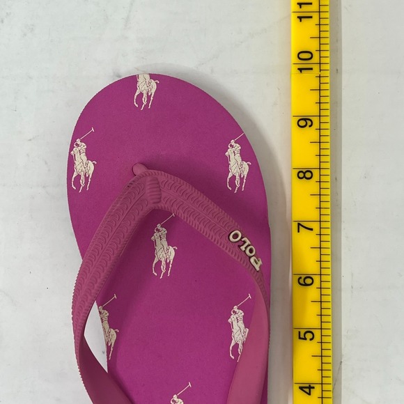 Polo Ralph Lauren Unisex Junior Flip Flop Pink/Ivory Pony Logo US Size 5 VTG NEW - Picture 12 of 14